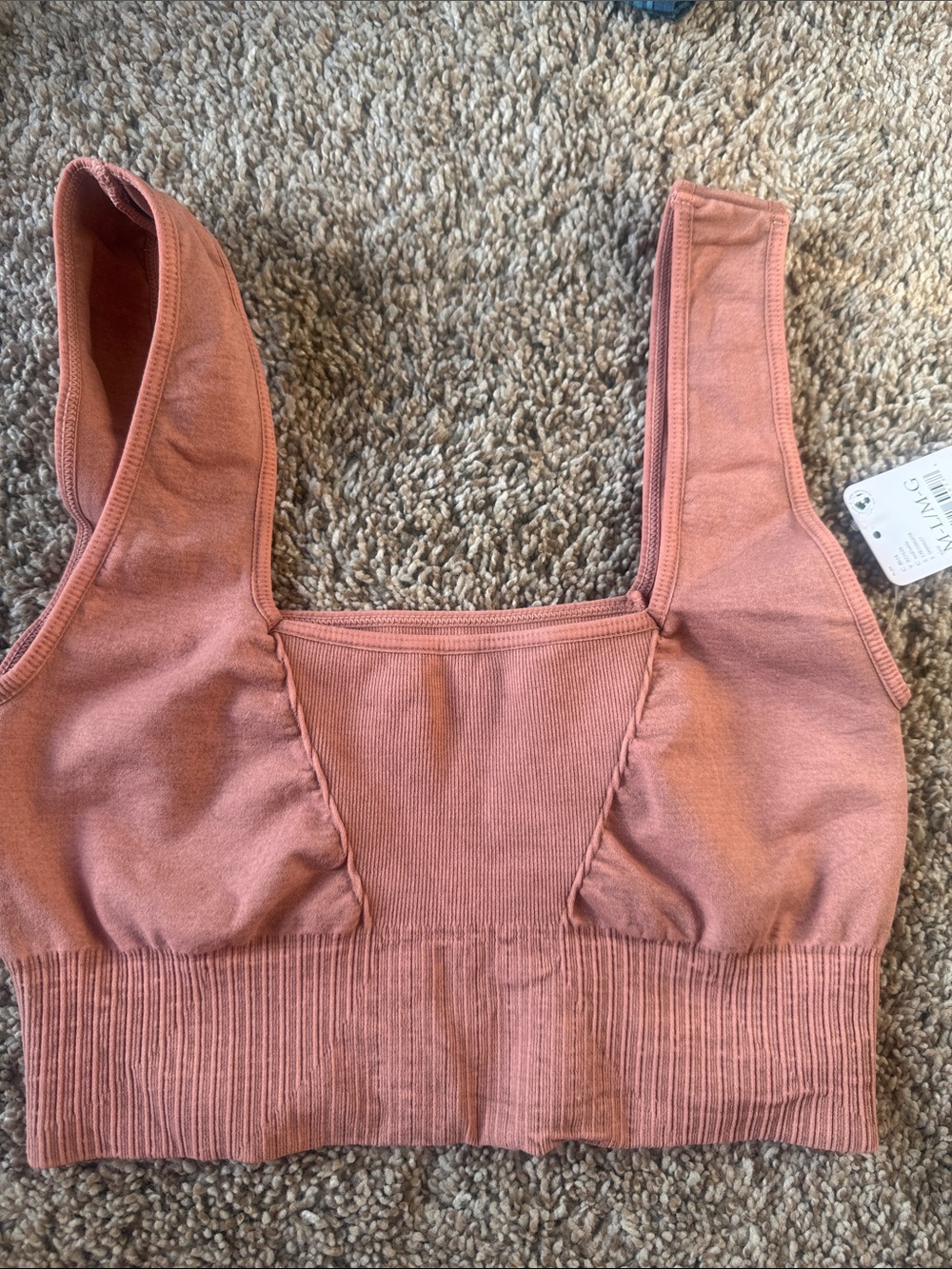 Free People Ribbed Square-Neck Crop Bralette in Dusty Rose